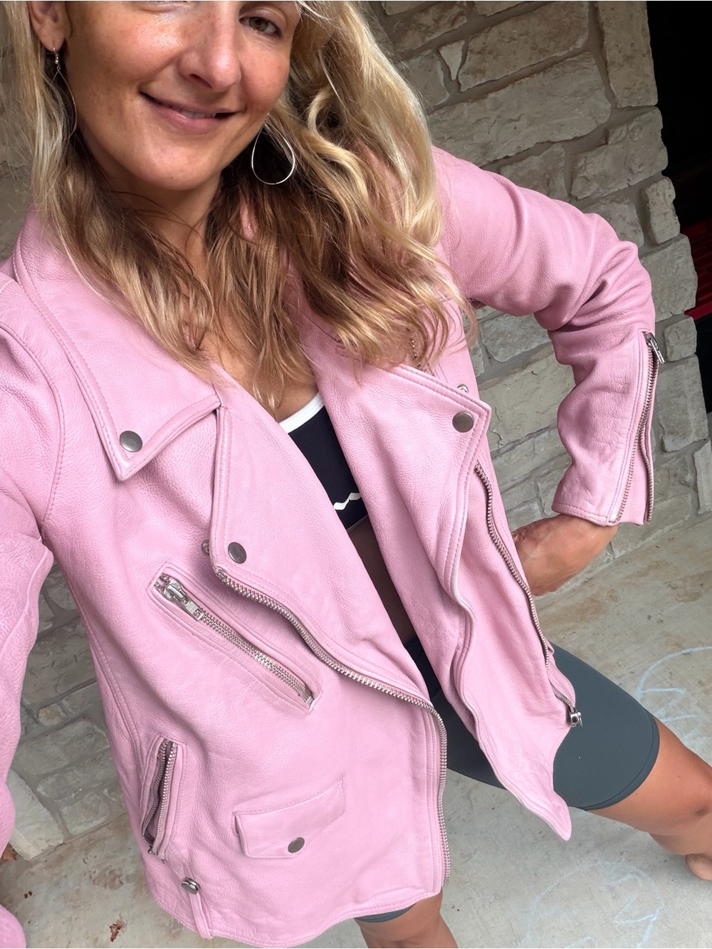 Free People M 100% Lambs Leather Rose Pink Jacket